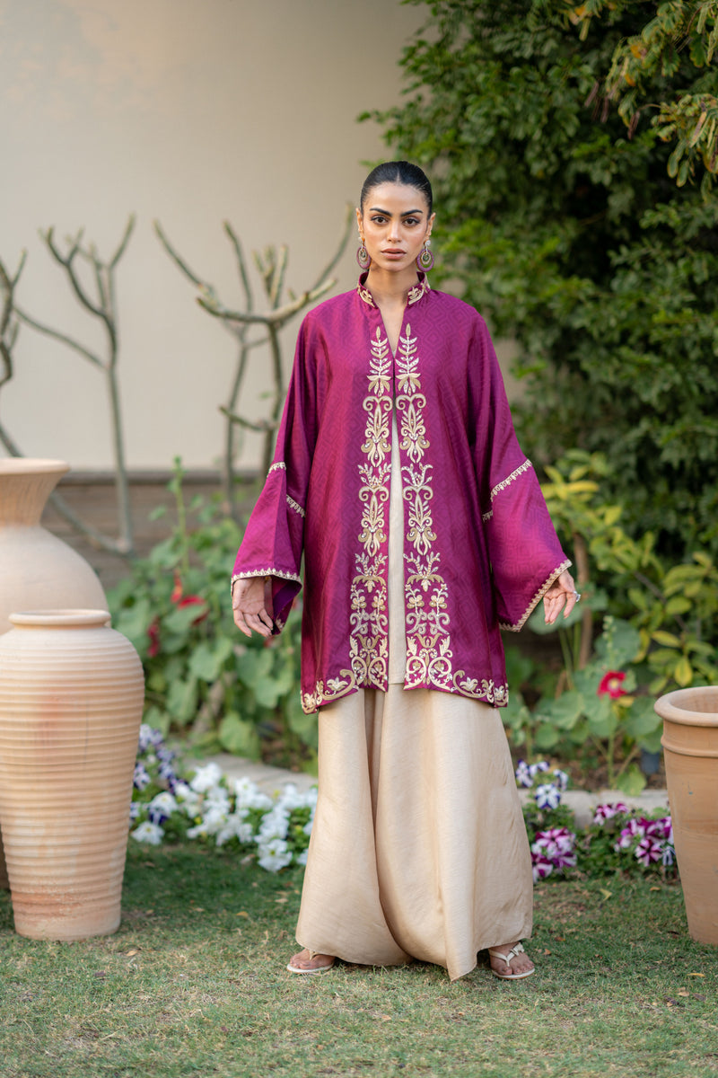 Wahaj M Khan | Pari Collection | Magenta cape Pari Outfit by Wahaj M Khan - Designer Dress  - Type : Ladies Clothes - Available at Libayah - 100% Original 