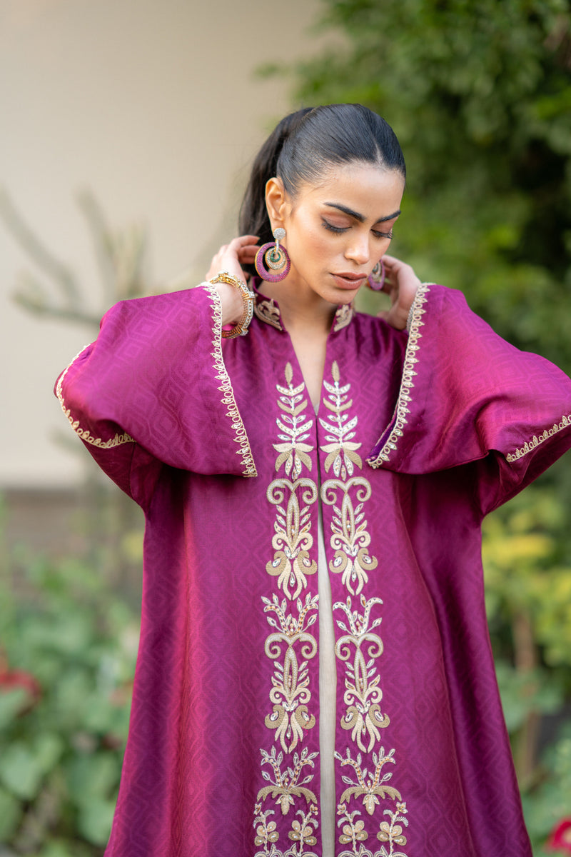 Wahaj M Khan | Pari Collection | Magenta cape Pari Outfit by Wahaj M Khan - Designer Dress  - Type : Ladies Clothes - Available at Libayah - 100% Original 