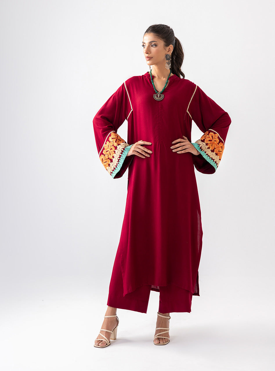 Zainab Chottani | Aara Casual Pret |  Divine Maroon by Zainab Chottani - Designer Dress - Type: Ladies Clothes - Available at Libayah - 100% Original