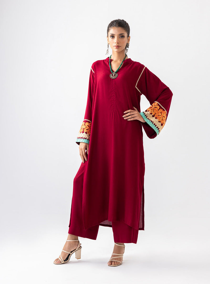 Zainab Chottani | Aara Casual Pret |  Divine Maroon by Zainab Chottani - Designer Dress - Type: Ladies Clothes - Available at Libayah - 100% Original