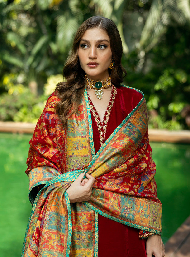 Zainab Chottani | Makhmal Luxe Pret | Ghermez by Zainab Chottani - Designer Dress - Type: Ladies Clothes - Available at Libayah - 100% Original