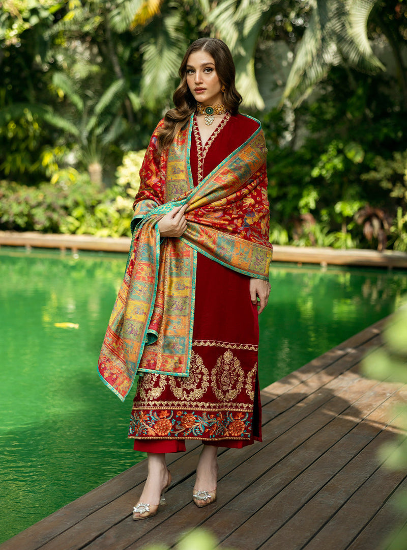 Zainab Chottani | Makhmal Luxe Pret | Ghermez by Zainab Chottani - Designer Dress - Type: Ladies Clothes - Available at Libayah - 100% Original