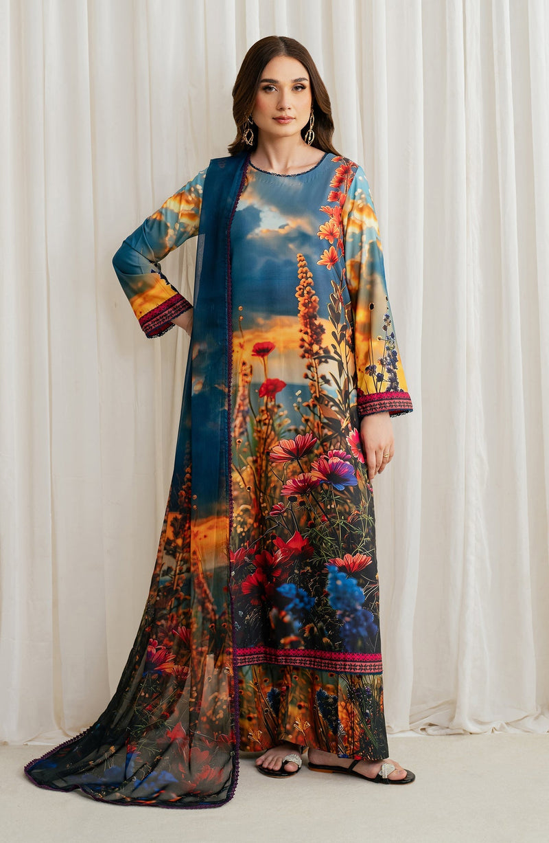 Zarif | Prints 24 |   ZGS 04 OCEAN by Zarif - Designer Dress - Type: Ladies Clothes - Available at Libayah - 100% Original