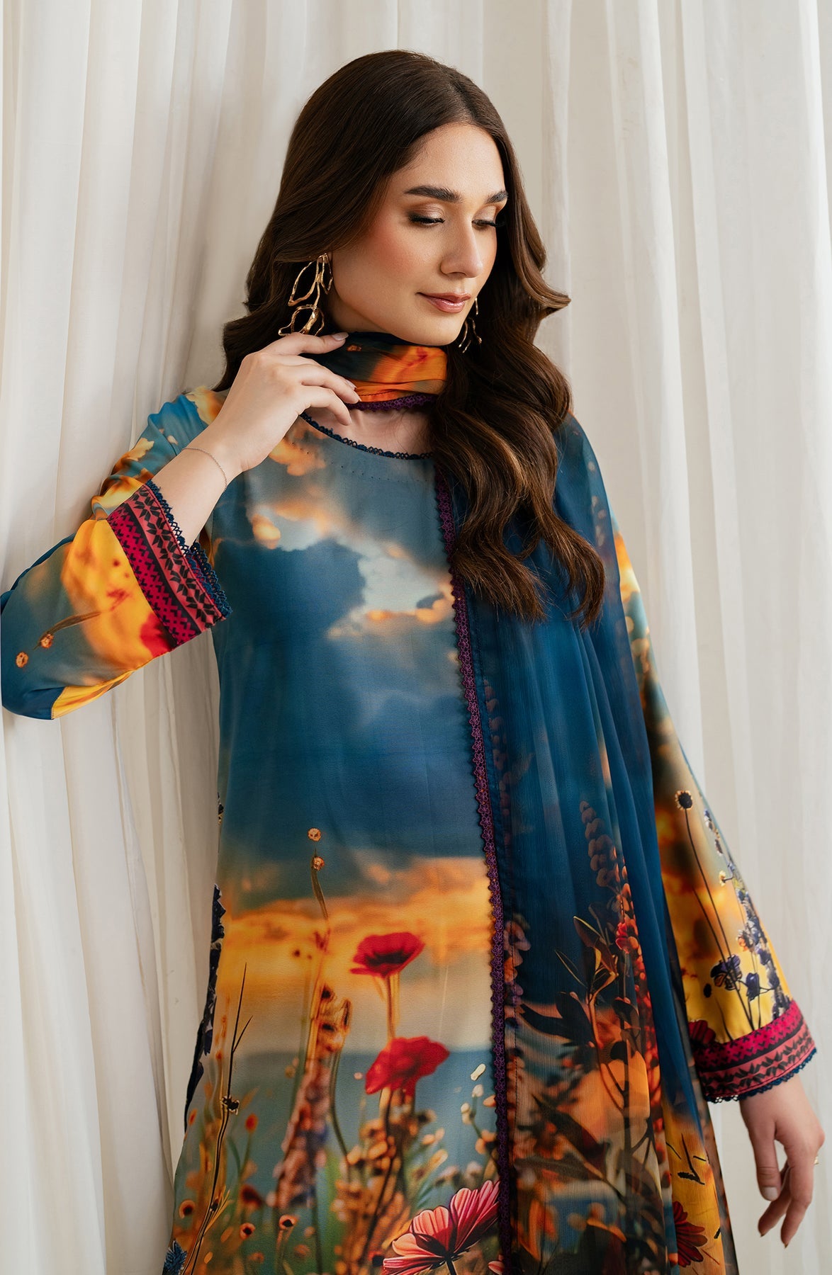 Zarif | Prints 24 |   ZGS 04 OCEAN by Zarif - Designer Dress - Type: Ladies Clothes - Available at Libayah - 100% Original