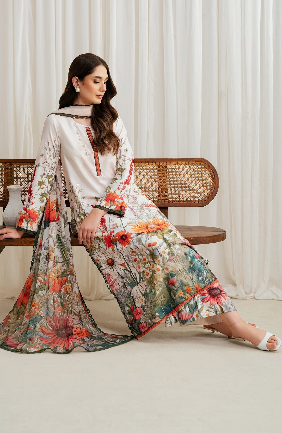 Zarif | Prints 24 |  ZGS 01 CREAM by Zarif - Designer Dress - Type: Ladies Clothes - Available at Libayah - 100% Original