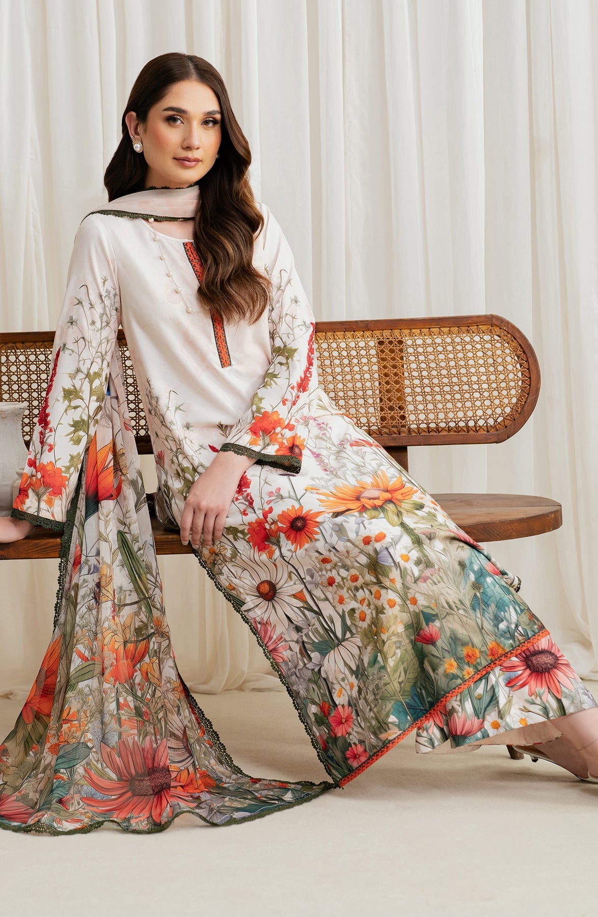 Zarif | Prints 24 |  ZGS 01 CREAM by Zarif - Designer Dress - Type: Ladies Clothes - Available at Libayah - 100% Original