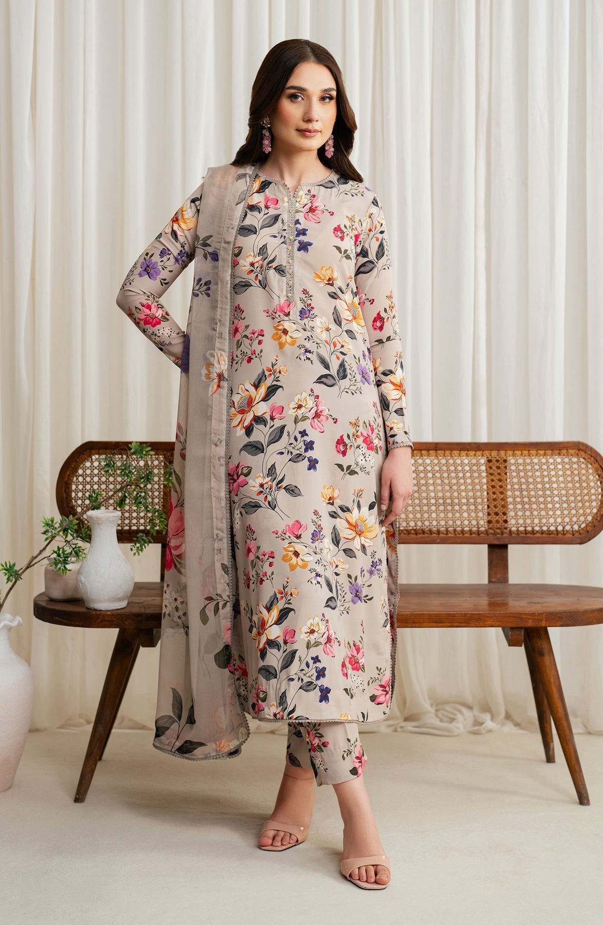 Zarif | Prints 24 |  ZGS 05 BEIGE by Zarif - Designer Dress - Type: Ladies Clothes - Available at Libayah - 100% Original