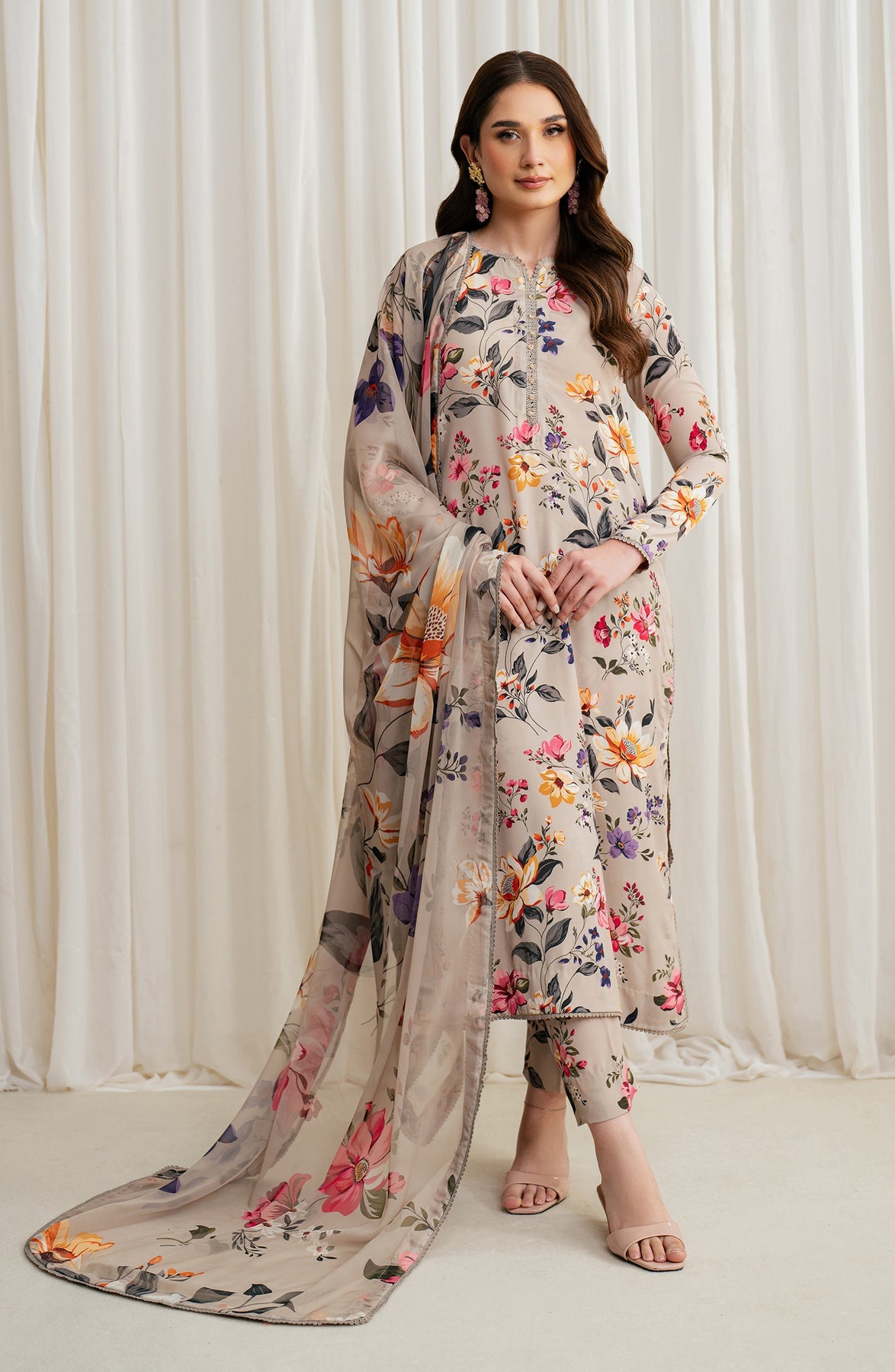 Zarif | Prints 24 |  ZGS 05 BEIGE by Zarif - Designer Dress - Type: Ladies Clothes - Available at Libayah - 100% Original