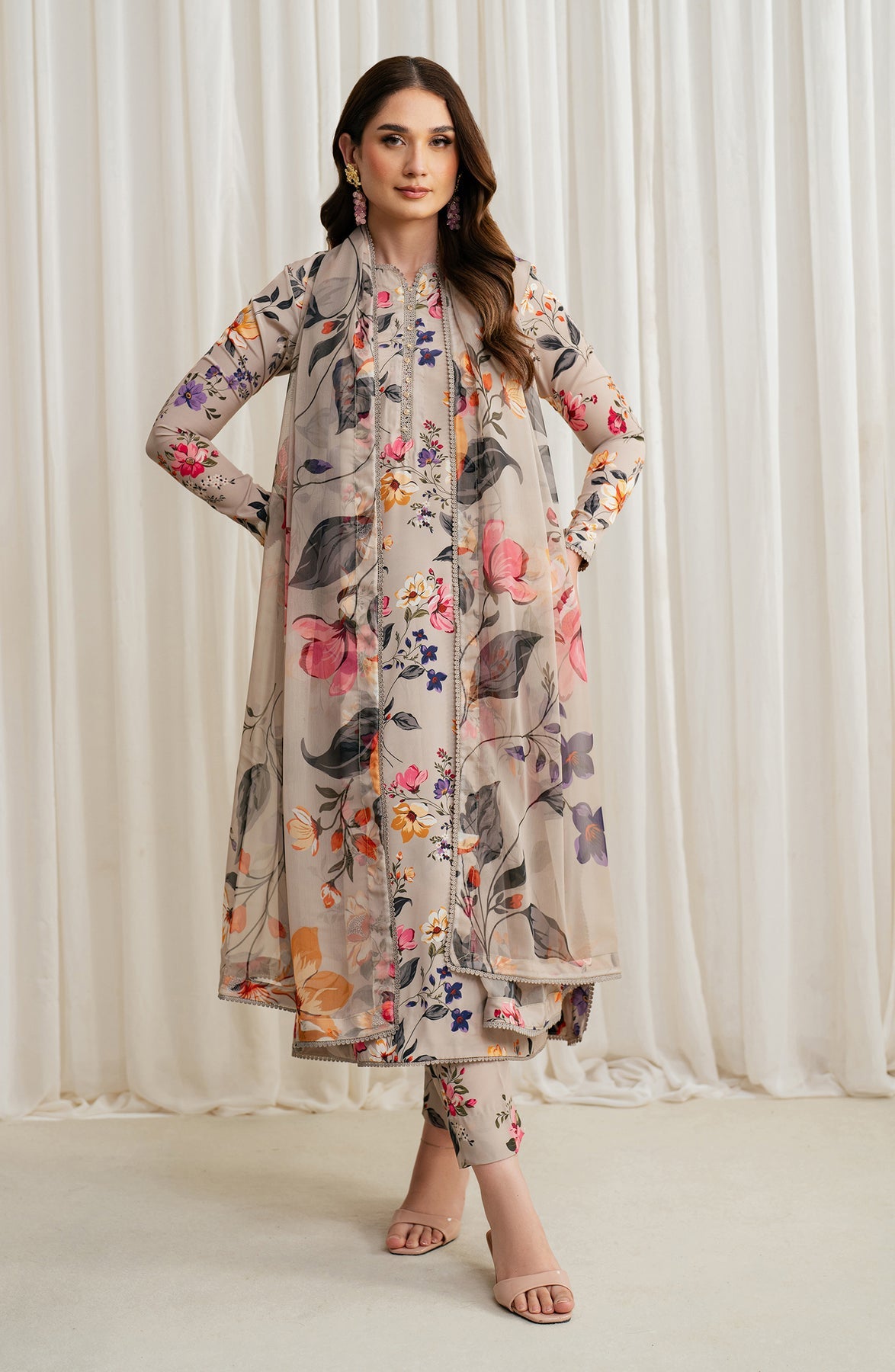 Zarif | Prints 24 |  ZGS 05 BEIGE by Zarif - Designer Dress - Type: Ladies Clothes - Available at Libayah - 100% Original