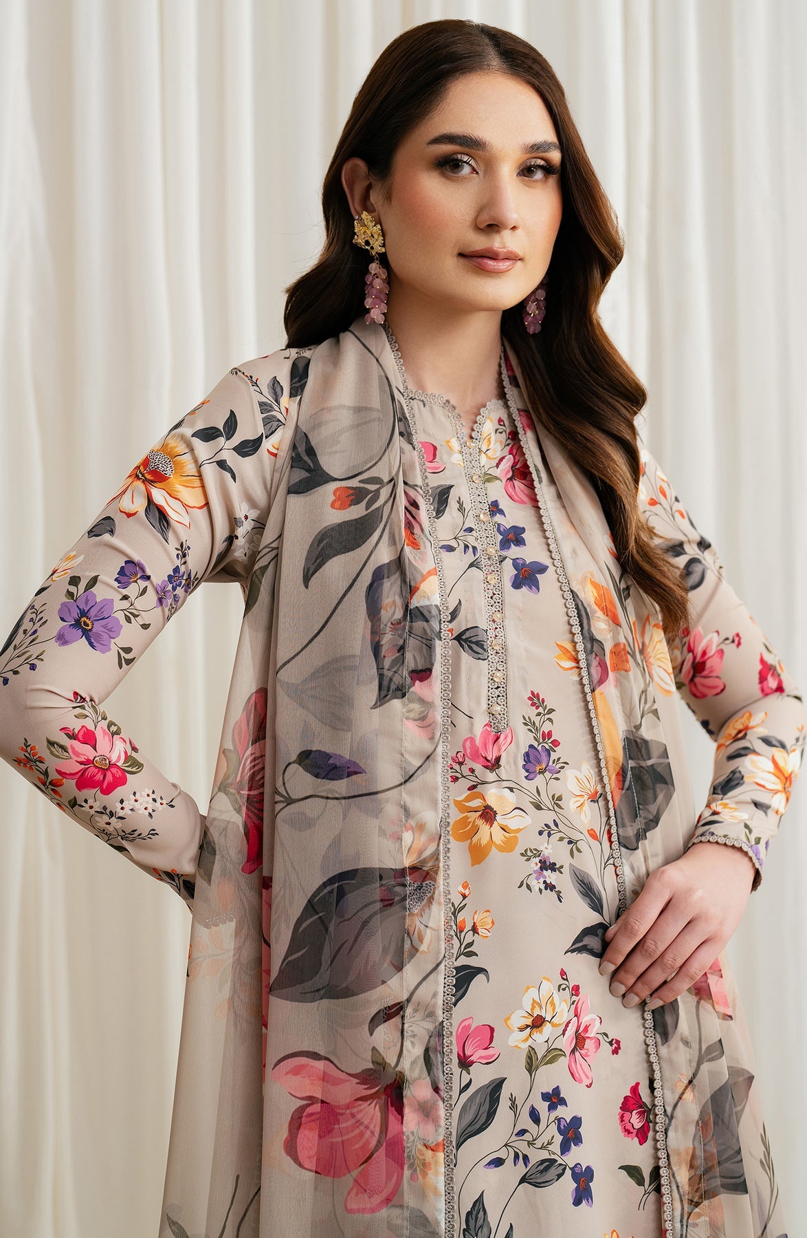 Zarif | Prints 24 |  ZGS 05 BEIGE by Zarif - Designer Dress - Type: Ladies Clothes - Available at Libayah - 100% Original
