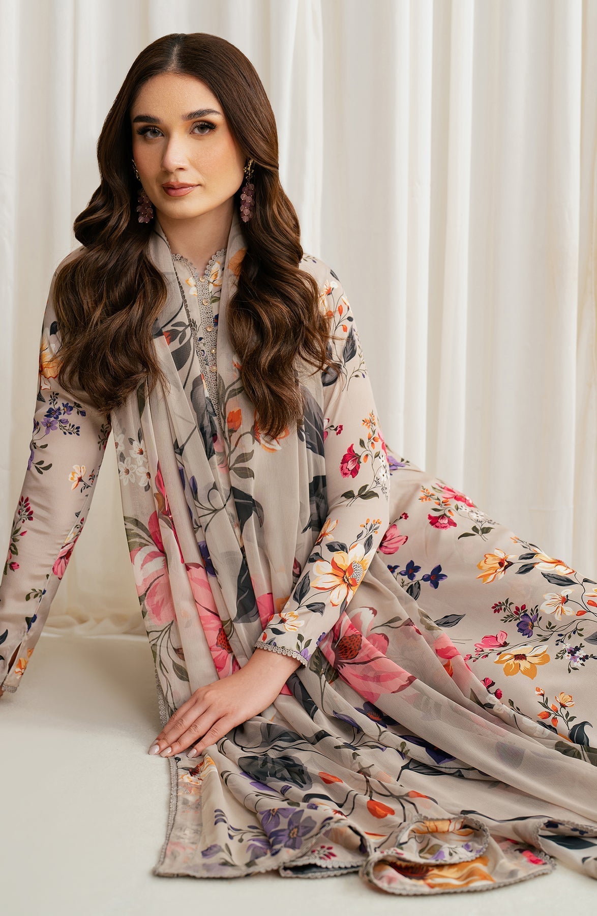 Zarif | Prints 24 |  ZGS 05 BEIGE by Zarif - Designer Dress - Type: Ladies Clothes - Available at Libayah - 100% Original