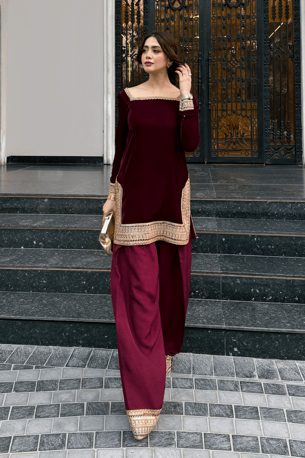 Erum Khan | Velvet Edit | Zariya - Designer Dress - Type : Ladies Clothes - Available at Libayah - 100% Original