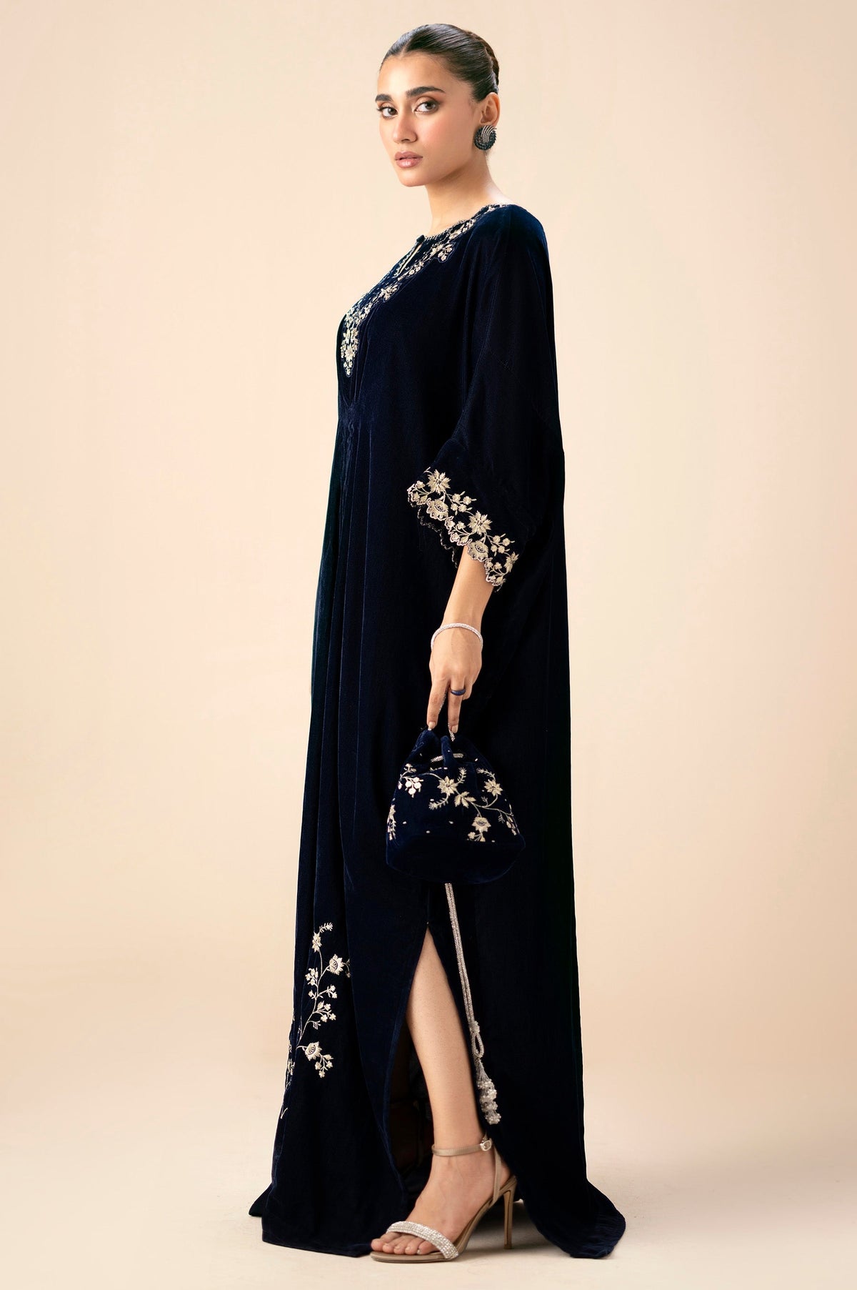 Zeen | Winter Collection | Velvet Kaftan 02 by Zeen - Designer Dress - Type: Ladies Clothes - Available at Libayah - 100% Original