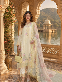 Saadia Asad | Nooriyah Luxury Chiffon | D5 - Pale Yellow by Saadia Asad - Designer Dress  - Type : Ladies Clothes - Available at Libayah - 100% Original 