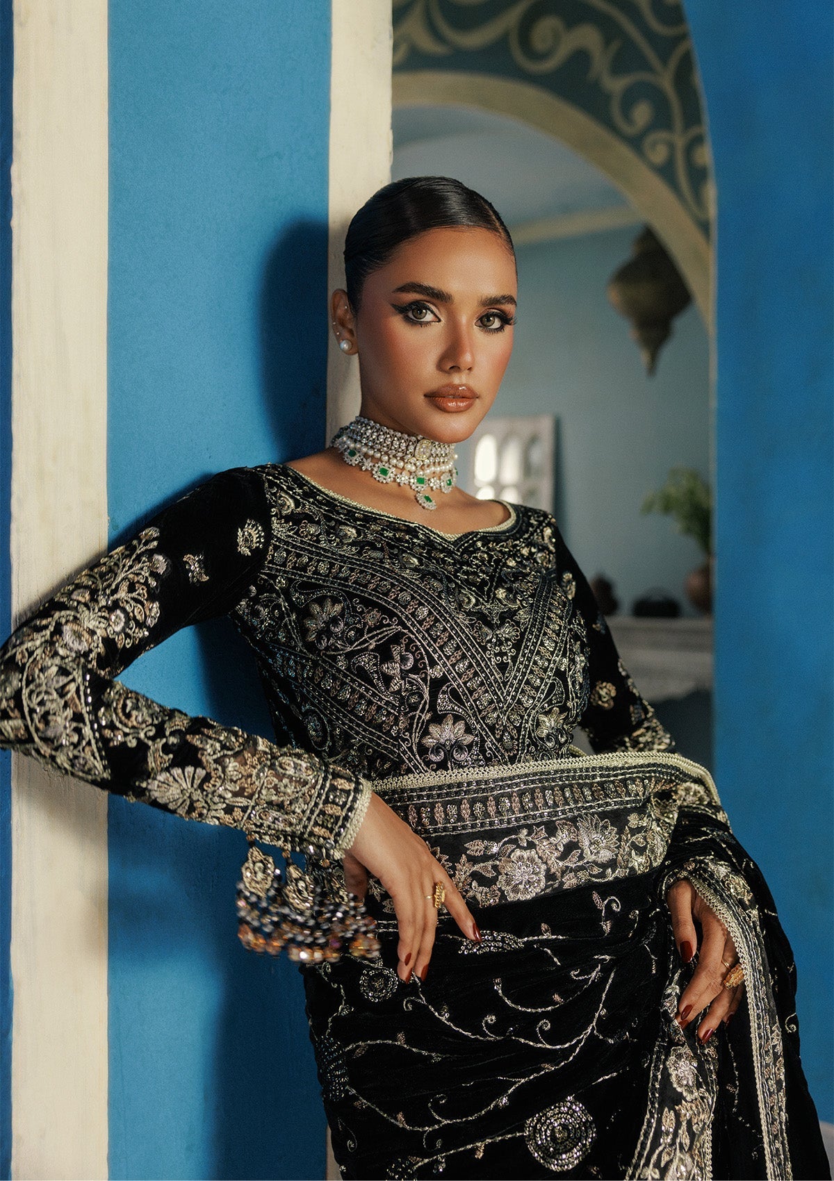 LOOK 04 – authentic Pakistani formal dress from the Aik Atelier Udaipur Velvet 25 collection for women in the UK.