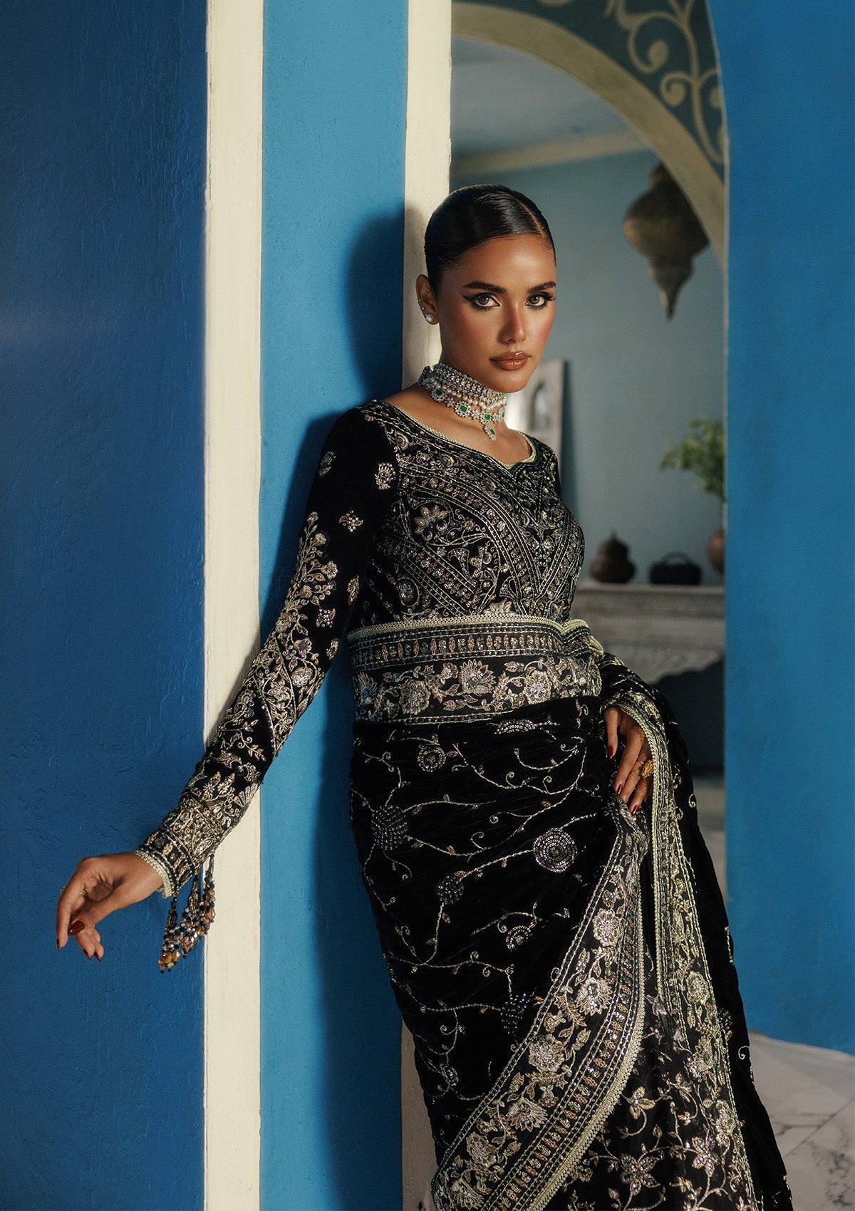 LOOK 04 – authentic Pakistani formal dress from the Aik Atelier Udaipur Velvet 25 collection for women in the UK.