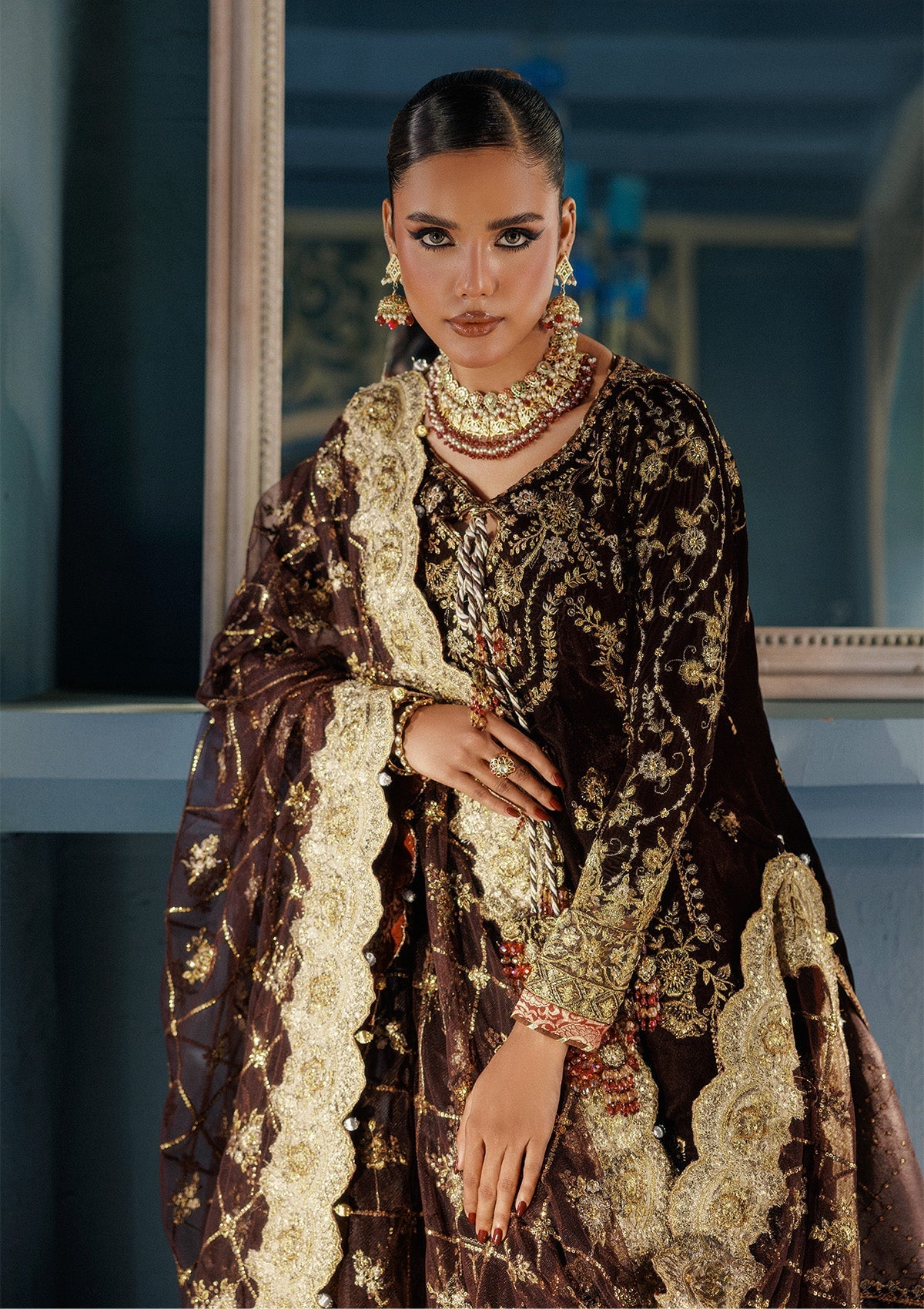 LOOK 06 – authentic Pakistani formal dress from the Aik Atelier Udaipur Velvet 25 collection for women in the UK.