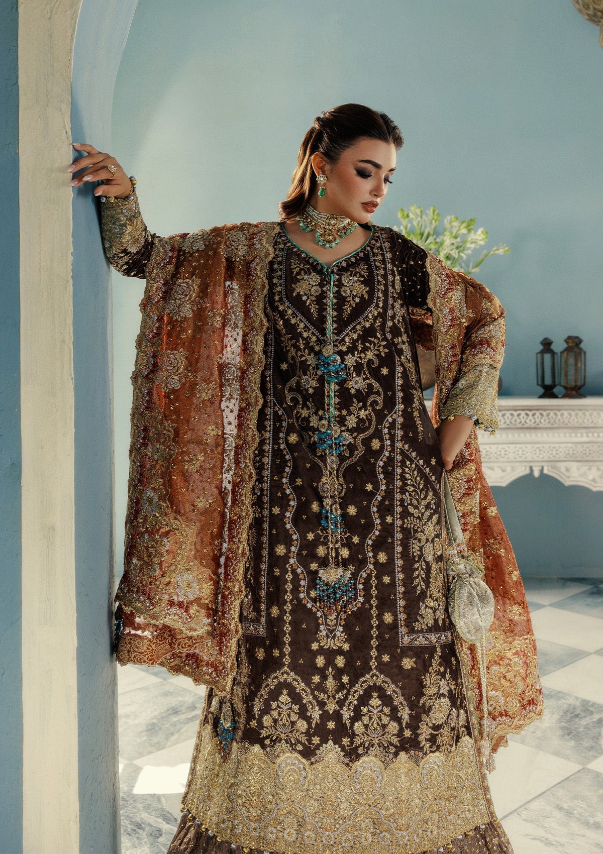 LOOK 07 – authentic Pakistani formal dress from the Aik Atelier Udaipur Velvet 25 collection for women in the UK.
