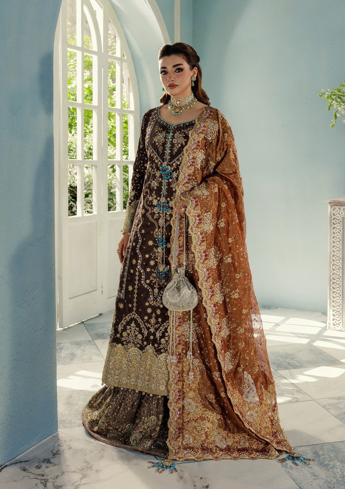LOOK 07 – authentic Pakistani formal dress from the Aik Atelier Udaipur Velvet 25 collection for women in the UK.