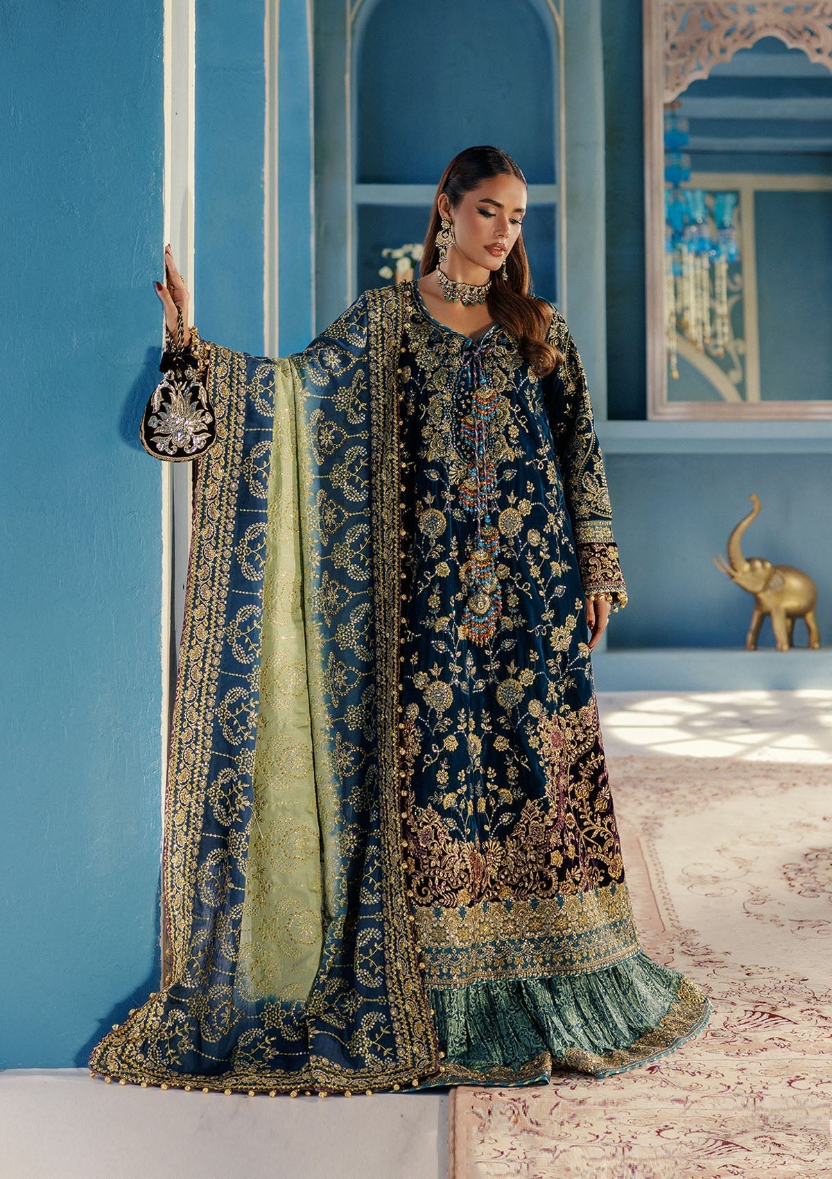 LOOK 08 – authentic Pakistani formal dress from the Aik Atelier Udaipur Velvet 25 collection for women in the UK.