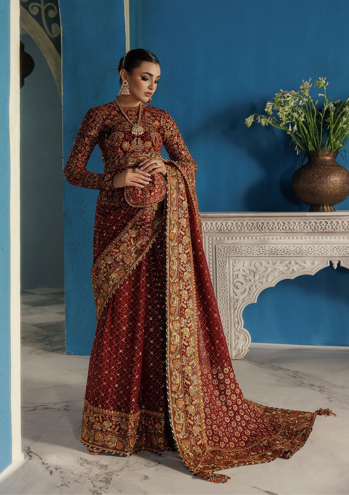 LOOK 09 – authentic Pakistani formal dress from the Aik Atelier Udaipur Velvet 25 collection for women in the UK.