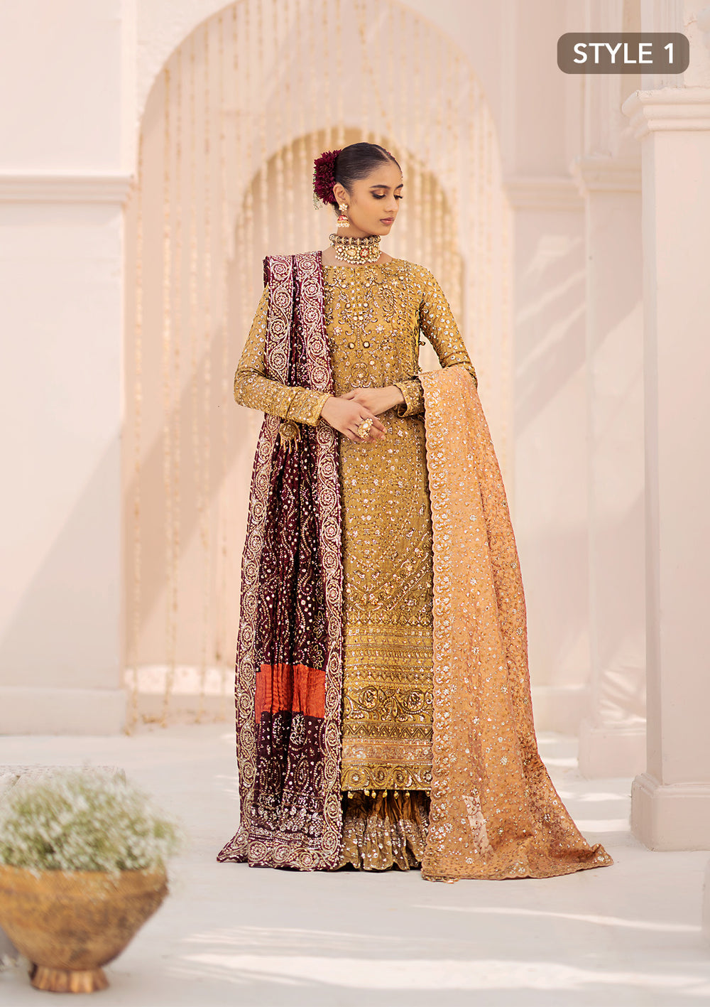 Buy Aik Atelier | Wedding Festive 24 | LOOK 02 - Designer Dress - Type: Bridal Shawl - Available at Libayah