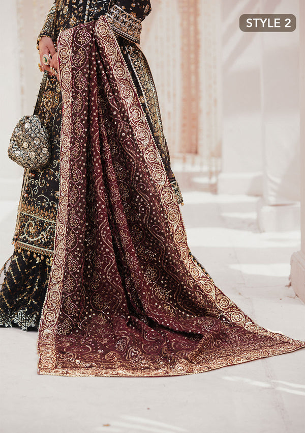 Aik Atelier | MAROON TUSSAR SILK CHUNRI SHAWL by Aik Atelier - Designer Dress - Type: Bridal - Available at Libayah - 100% Original