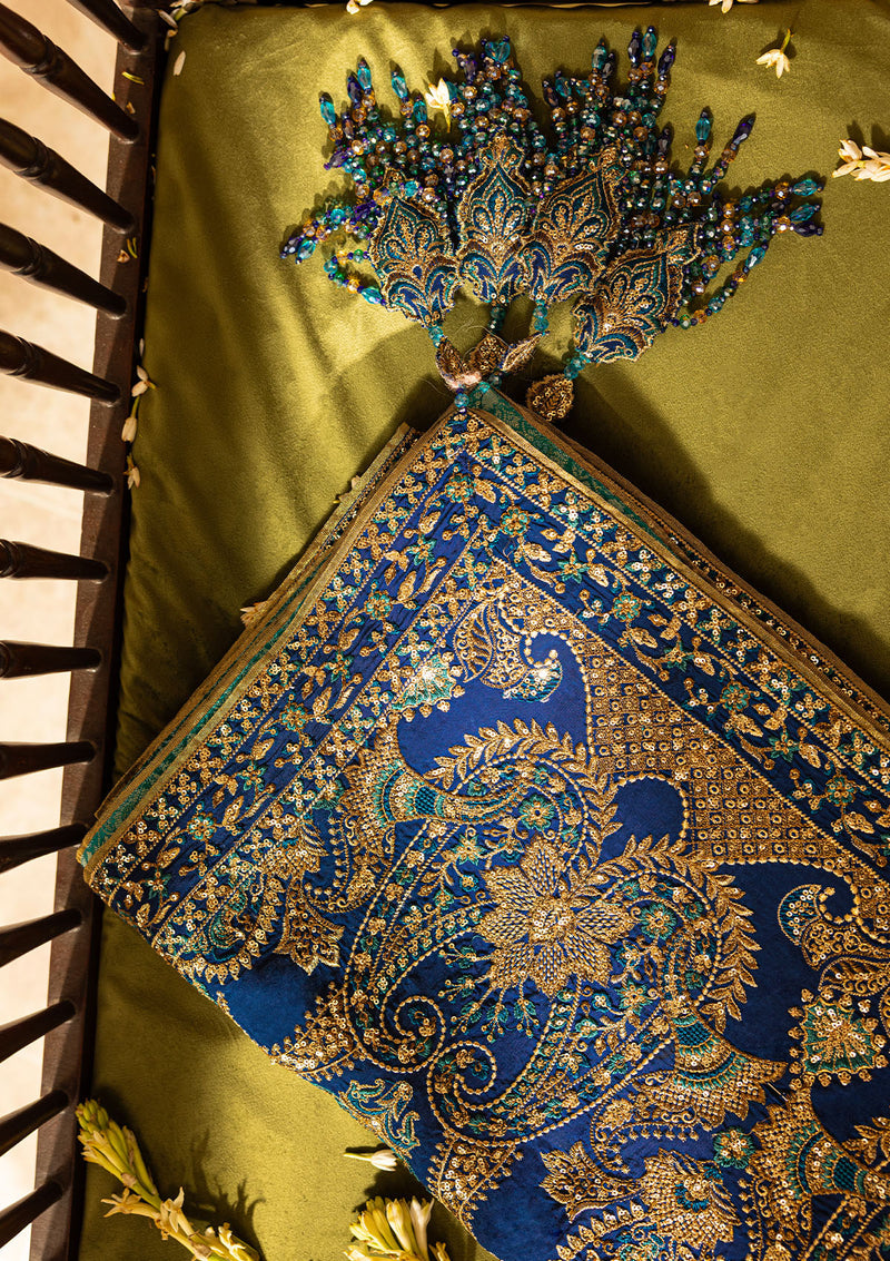 Aik Atelier | Wedding Festive 26 | ROYAL BLUE MEDIUM SILK SHAWL by Aik Atelier - Designer Dress  - Type : Ladies Clothes - Available at Libayah - 100% Original 