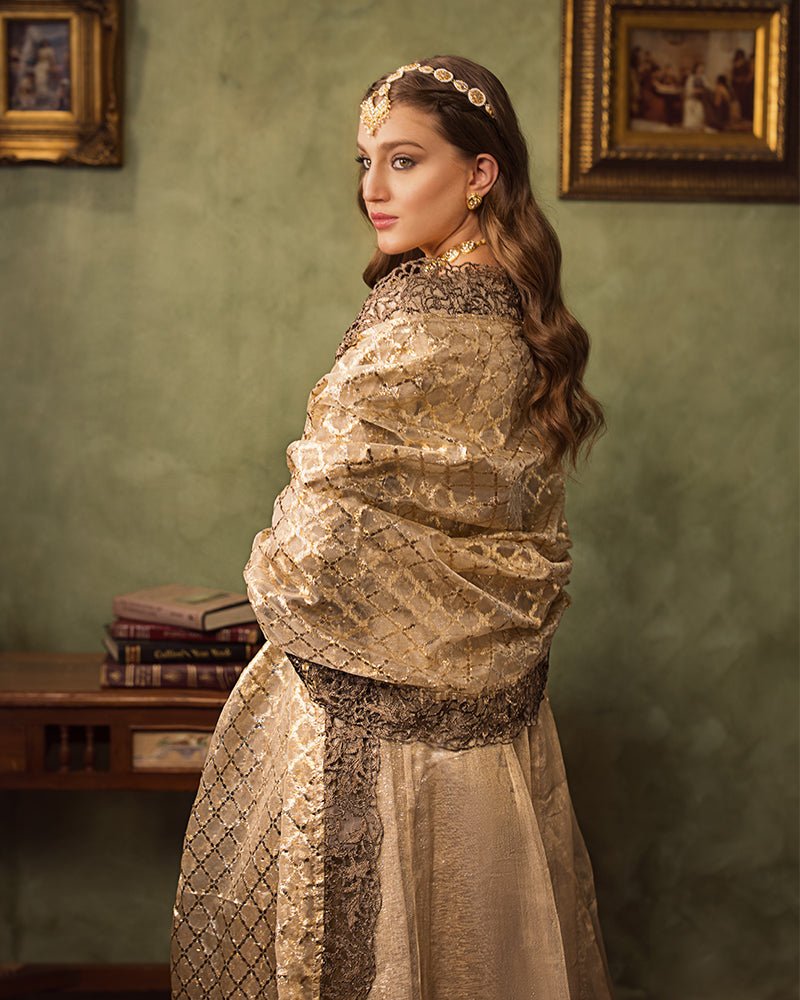 Ain | Aroosh Luxury Formals 24 | AR-77 SAIBA (Gold) by AIN - Designer Dress - Type: Ladies Clothes - Available at Libayah - 100% Original