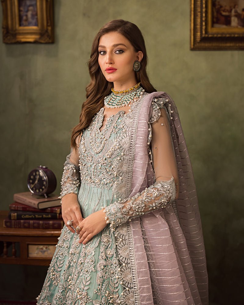 Ain | Aroosh Luxury Formals 24 | AR-89 CHASHM (Aqua Blue) by Ain - Designer Dress - Type: Ladies Clothes - Available at Libayah - 100% Original