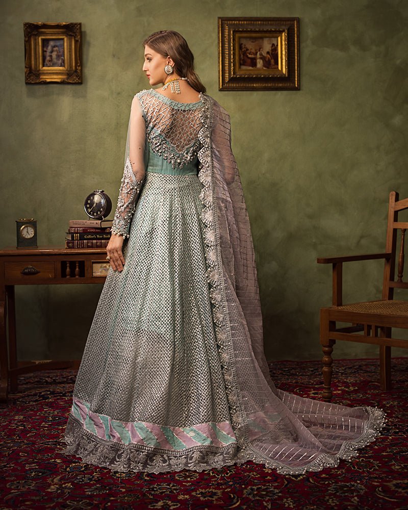 Ain | Aroosh Luxury Formals 24 | AR-89 CHASHM (Aqua Blue) by Ain - Designer Dress - Type: Ladies Clothes - Available at Libayah - 100% Original