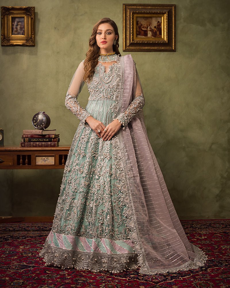 Ain | Aroosh Luxury Formals 24 | AR-89 CHASHM (Aqua Blue) by Ain - Designer Dress - Type: Ladies Clothes - Available at Libayah - 100% Original