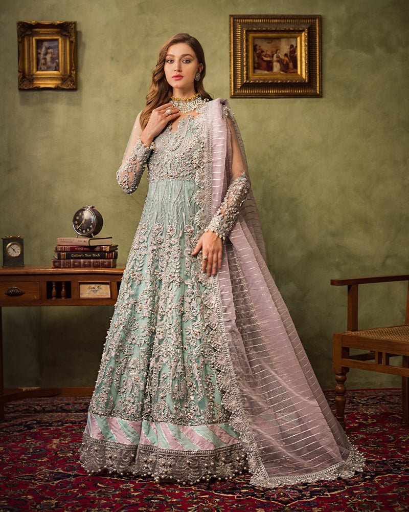 Ain | Aroosh Luxury Formals 24 | AR-89 CHASHM (Aqua Blue) by Ain - Designer Dress - Type: Ladies Clothes - Available at Libayah - 100% Original