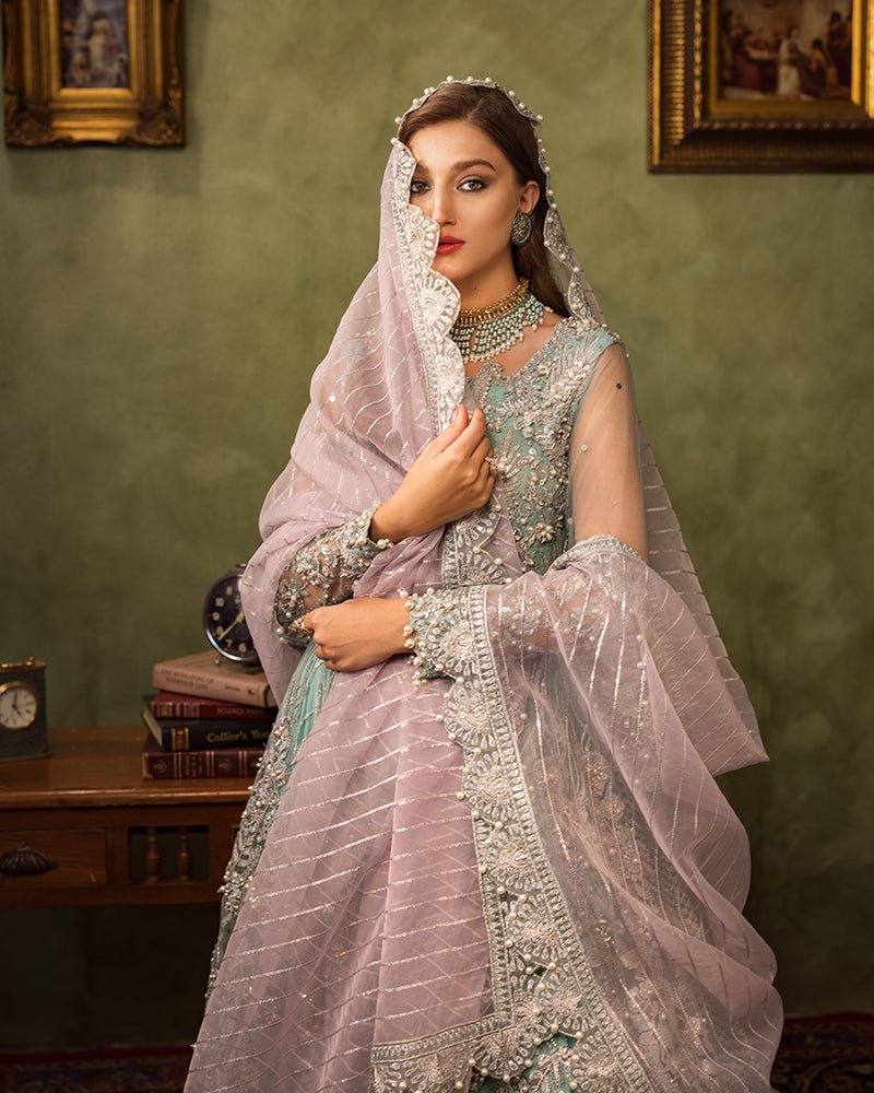 Ain | Aroosh Luxury Formals 24 | AR-89 CHASHM (Aqua Blue) by Ain - Designer Dress - Type: Ladies Clothes - Available at Libayah - 100% Original