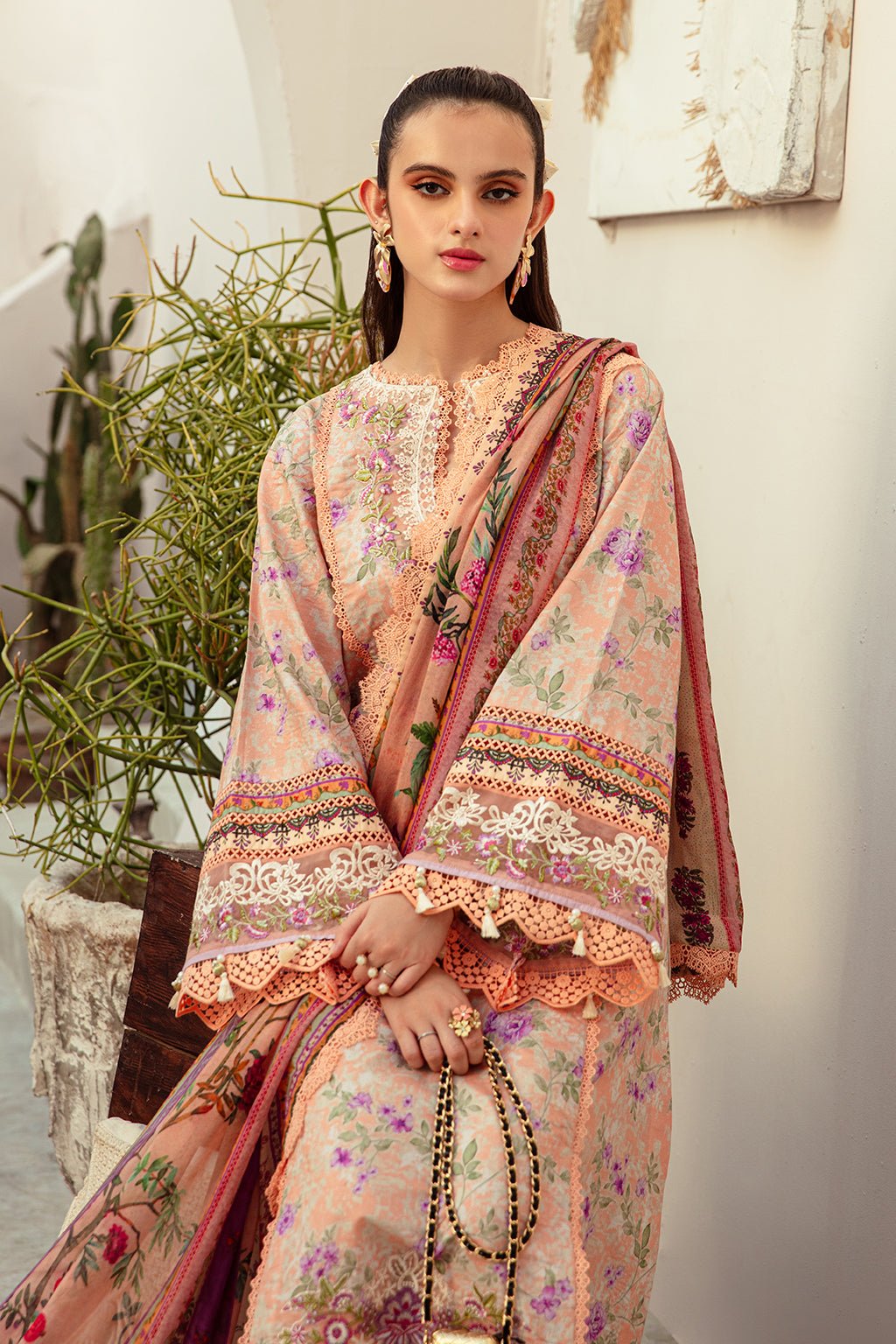 AJR Couture | Alif Affordable Lawn 24 | CORAL BLUSH by AJR Couture - Designer Dress - Type: Ladies Clothes - Available at Libayah - 100% Original