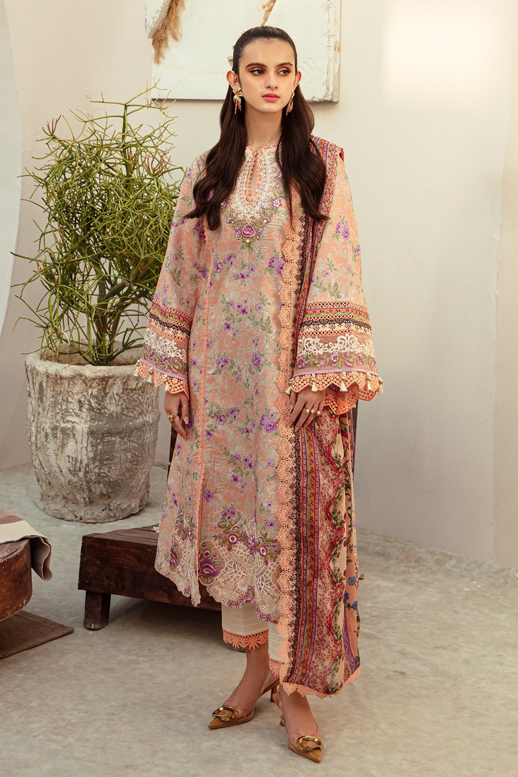 AJR Couture | Alif Affordable Lawn 24 | CORAL BLUSH by AJR Couture - Designer Dress - Type: Ladies Clothes - Available at Libayah - 100% Original
