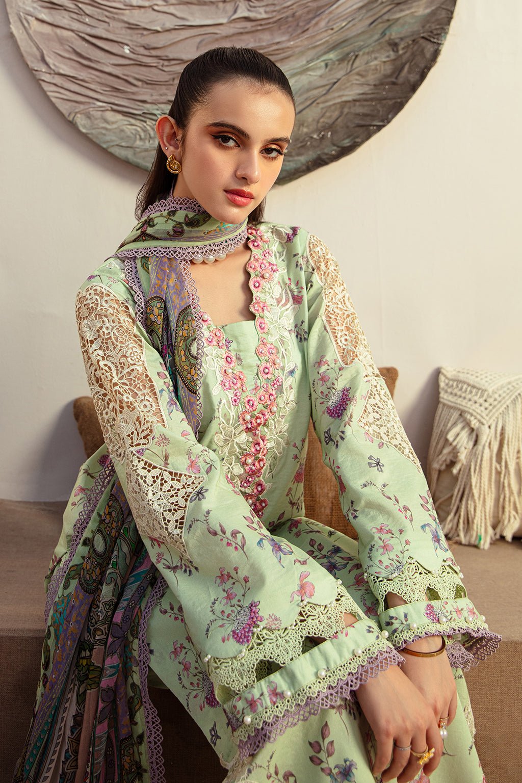AJR Couture | Alif Affordable Lawn 24 | MINT MAGIC by AJR Couture - Designer Dress - Type: Ladies Clothes - Available at Libayah - 100% Original