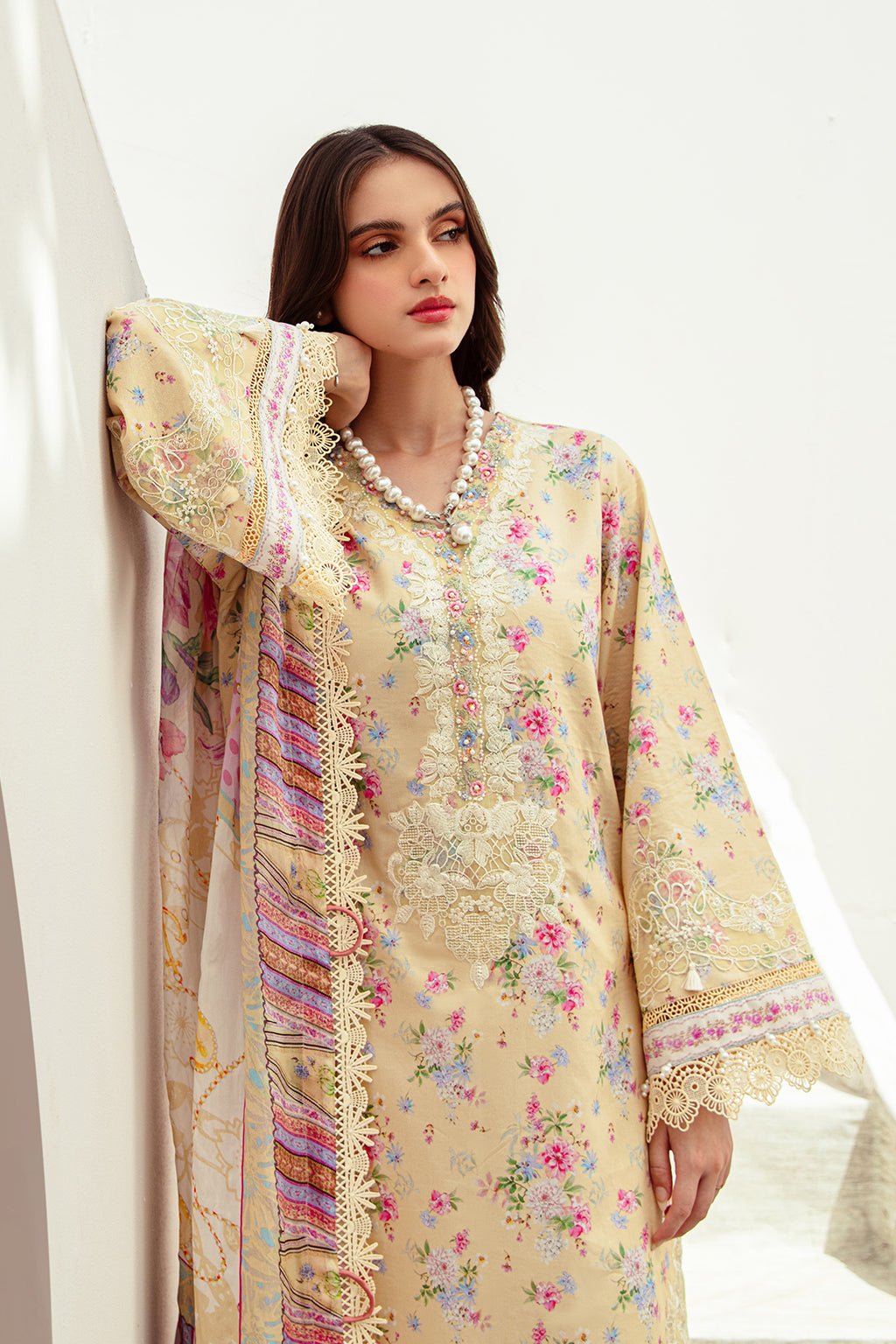 AJR Couture | Alif Affordable Lawn 24 | SUNNY DELIGHT by AJR Couture - Designer Dress - Type: Ladies Clothes - Available at Libayah - 100% Original