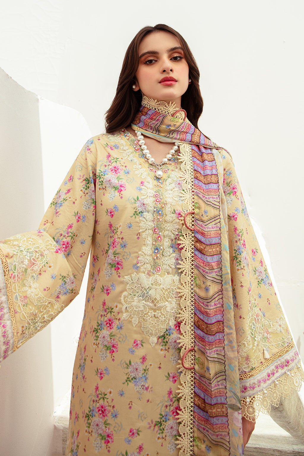 AJR Couture | Alif Affordable Lawn 24 | SUNNY DELIGHT by AJR Couture - Designer Dress - Type: Ladies Clothes - Available at Libayah - 100% Original