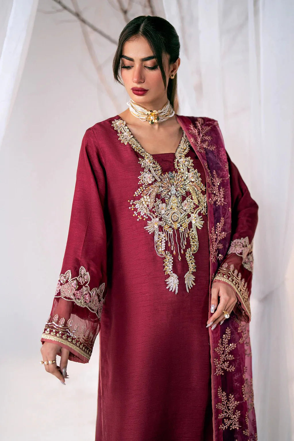Ajr Couture | Luxe Pret Eid Drop | Scarlet by AJR Couture - Designer Dress - Type: Ladies Clothes - Available at Libayah - 100% Original