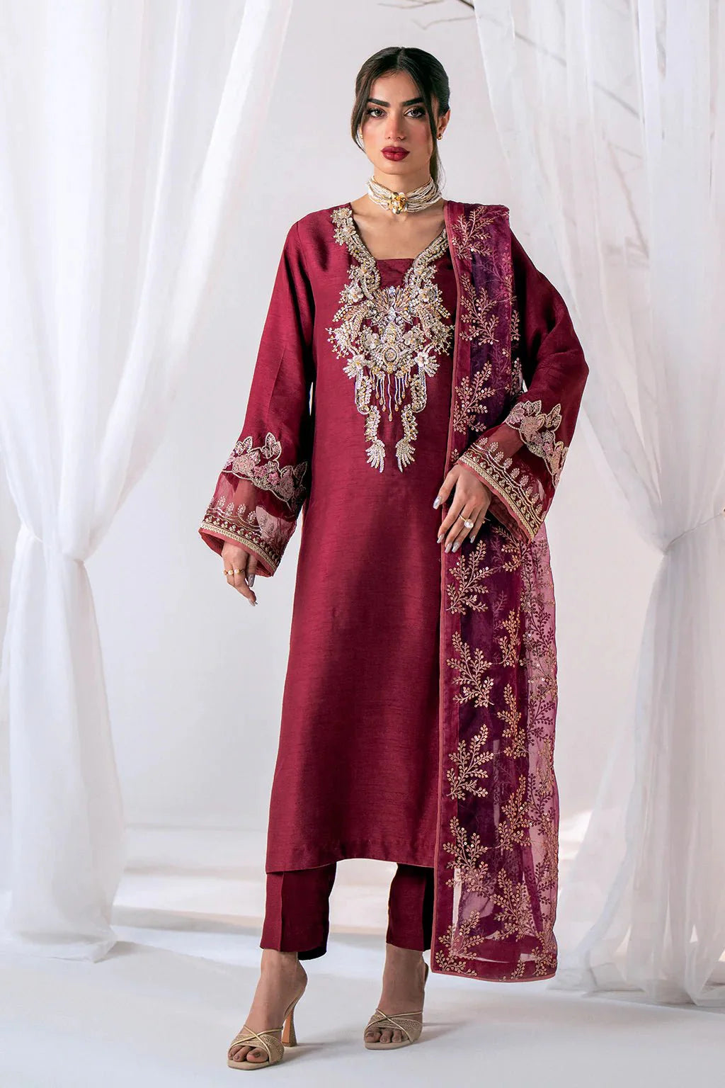 Ajr Couture | Luxe Pret Eid Drop | Scarlet by AJR Couture - Designer Dress - Type: Ladies Clothes - Available at Libayah - 100% Original