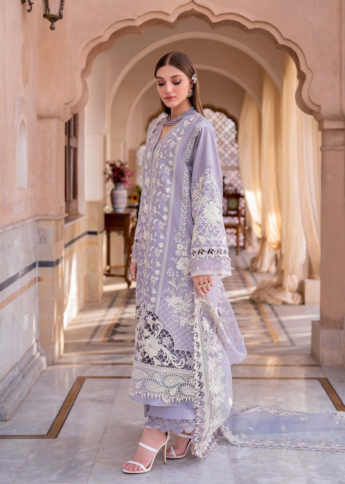 Akbaraslam | Hayat Luxury Lawn 24 | MIST by Akbar Aslam - Designer Dress - Type: Ladies Clothes - Available at Libayah - 100% Original
