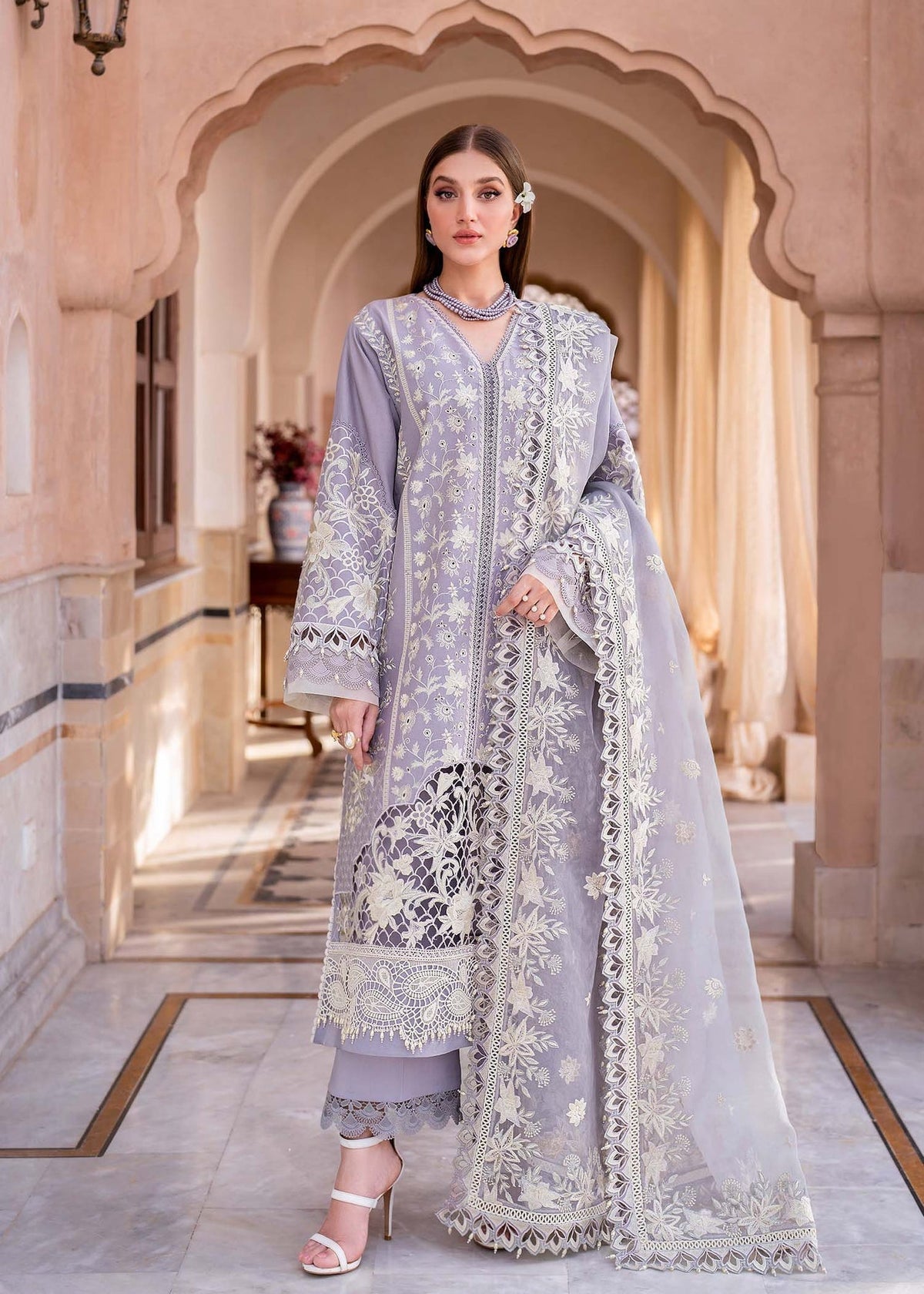 Akbaraslam | Hayat Luxury Lawn 24 | MIST by Akbar Aslam - Designer Dress - Type: Ladies Clothes - Available at Libayah - 100% Original
