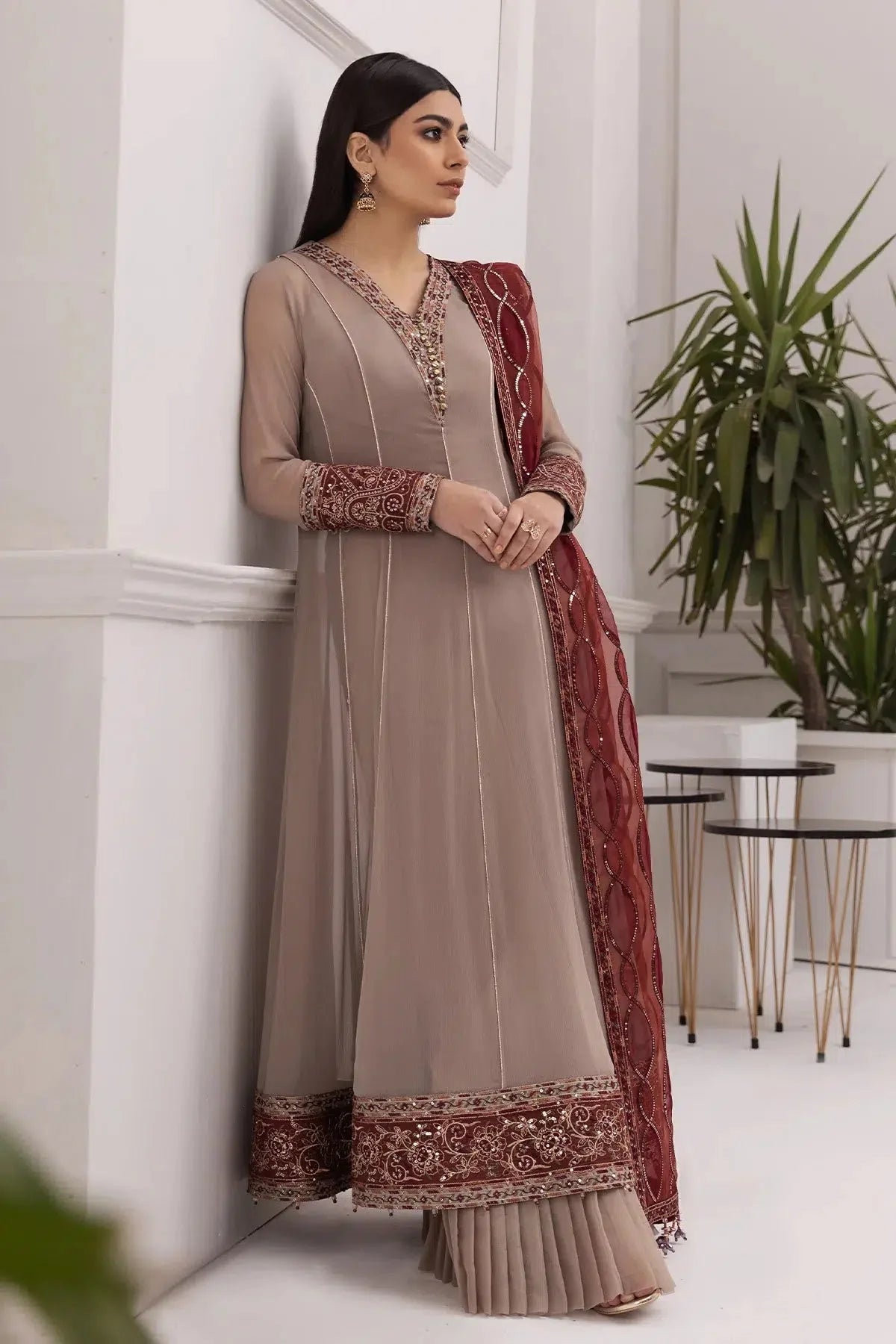 Alizeh | Formals Collection | Beige Dress 3 piece - RTW1010 by Alizeh - Designer Dress - Type: Ladies Clothes - Available at Libayah - 100% Original