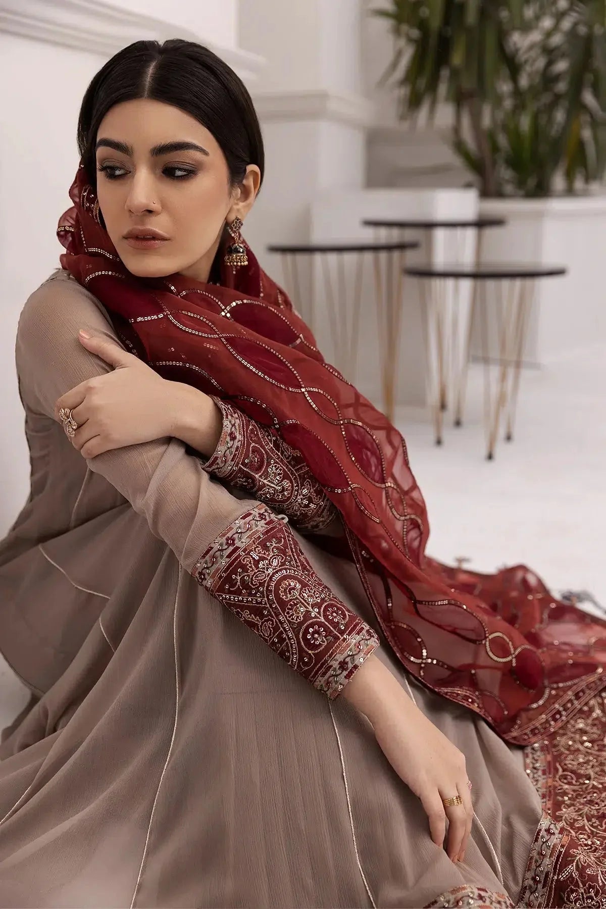 Alizeh | Formals Collection | Beige Dress 3 piece - RTW1010 by Alizeh - Designer Dress - Type: Ladies Clothes - Available at Libayah - 100% Original