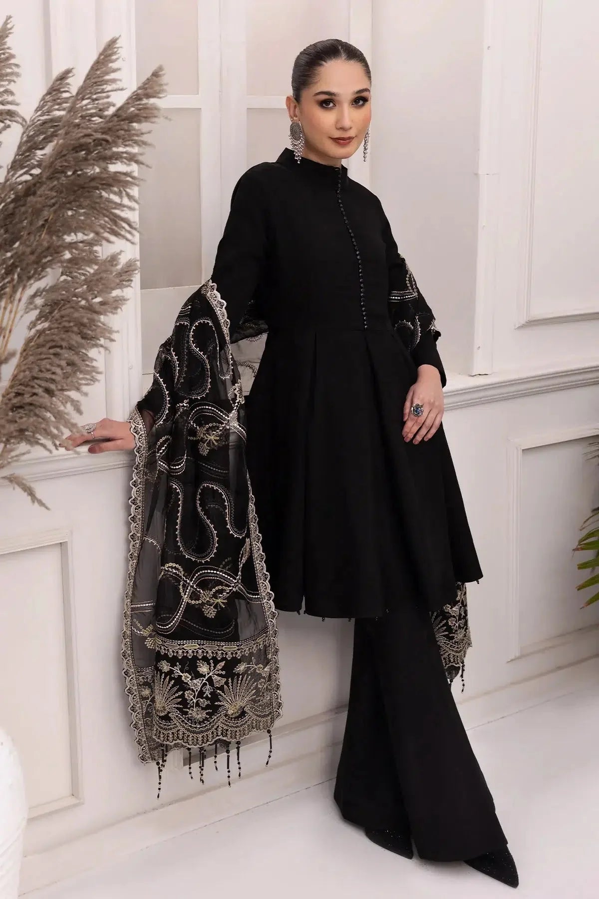 Alizeh | Formals Collection | Black Dress 3 piece - RTW1008 by Alizeh - Designer Dress - Type: Ladies Clothes - Available at Libayah - 100% Original