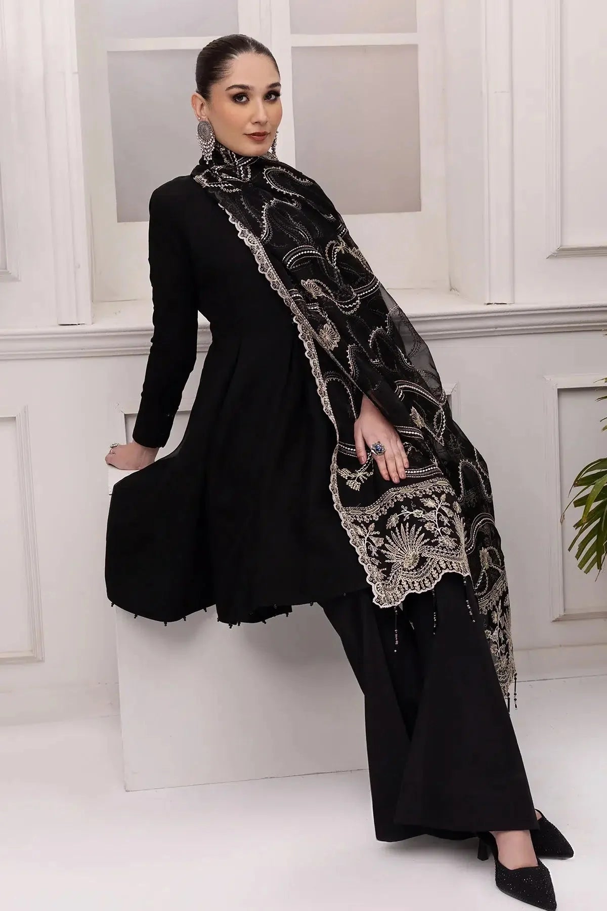 Alizeh | Formals Collection | Black Dress 3 piece - RTW1008 by Alizeh - Designer Dress - Type: Ladies Clothes - Available at Libayah - 100% Original