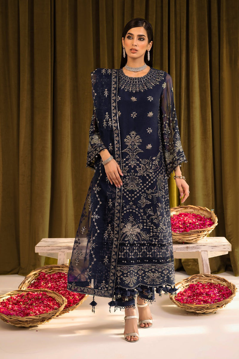 Alizeh | Formals Collection | Daim - V16D08 Embroidered Chiffon Blue by Alizeh - Designer Dress - Type: Ladies Clothes - Available at Libayah - 100% Original
