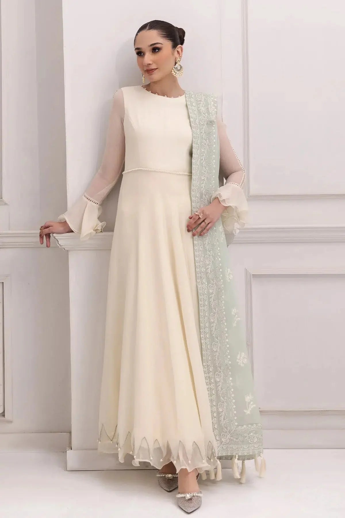 Alizeh | Formals Collection | Off White Dress 3 piece - RTW1007 by Alizeh - Designer Dress - Type: Ladies Clothes - Available at Libayah - 100% Original