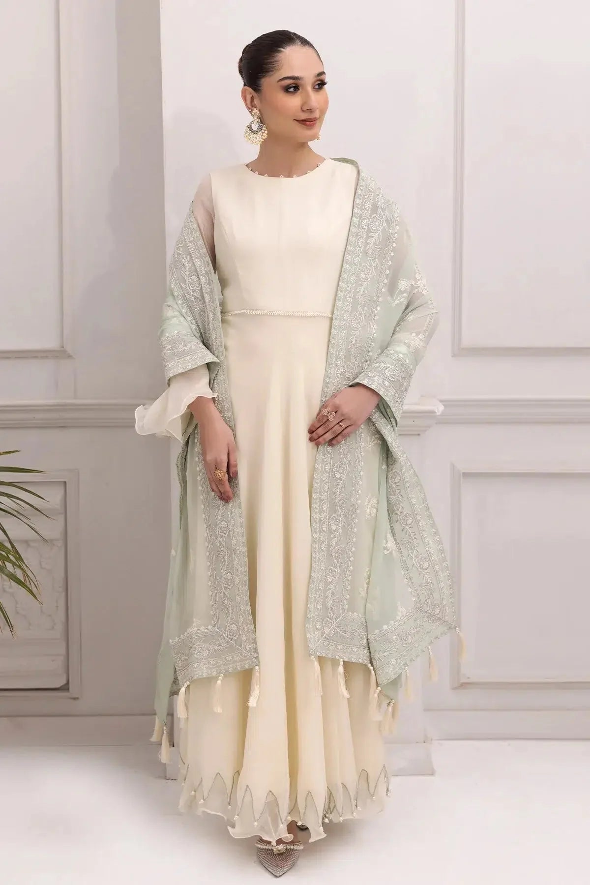 Alizeh | Formals Collection | Off White Dress 3 piece - RTW1007 by Alizeh - Designer Dress - Type: Ladies Clothes - Available at Libayah - 100% Original